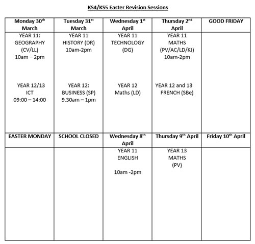 easter 2015 rev timetable